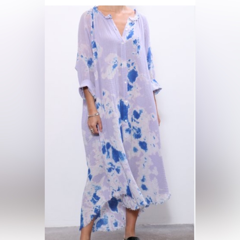 Raquel Allegra Gauze Print Poet Dress